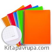 Bookinzi Okul Defteri - 60gr. 70 yaprak A4 Spiralli Gri Kareli Defter 5'li Set
