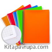 Bookinzi Okul Defteri - 70 gr. 120 yaprak  A4 Spiralli Gri Kareli Defter 5'li Set