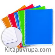Bookinzi Okul Defteri - 70gr. 120 yaprak  A4 Spiralli Gri Cizgili Defter 5'li Set