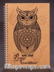 Bookinzi Okul Defteri (Taslamalı) 80gr. 70 yaprak Çizgili - Korsan Serisi - Baykuş