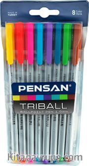 Pensan Triball Tükenmez Kalem Renkli 8 Li Vakumlu- (PE01003)