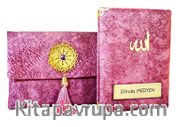 Nubuk Kumaş Kaplı ve Çantalı Yasin Kitabı Seti (Lila)