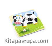 Montessori Ahşap Zeka Oyunları / w-Grip Parts Cow