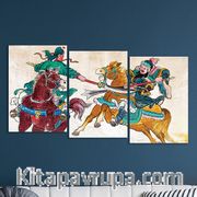 Full Frame 3 Parçalı Ahşap Poster - Basamaklı Yerleşim - Atlıların Savaşı (FF-BY024)