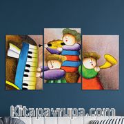 Full Frame 3 Parçalı Ahşap Poster - Basamaklı Yerleşim - Çocuk Trio (FF-BY022)