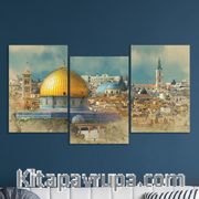 Full Frame 3 Parçalı Ahşap Poster - Basamaklı Yerleşim - Kubbet-üs Sahra (FF-BY002)