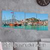 Full Frame 4 Parçalı Ahşap Poster - Basamaklı Yerleşim - Marmaris Limanı (FF-BY066)