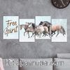 Full Frame 4 Parçalı Ahşap Poster - Basamaklı Yerleşim - Free Spirit (FF-BY060)