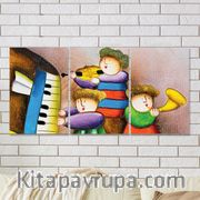 Full Frame 3 Parçalı Ahşap Poster - Hizalı Yerleşim - Çocuk Trio (FF-HY021)
