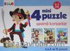 4 Mini Puzzle Sevimli Korsanlar (2-3 Yaş)