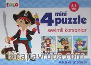 4 Mini Puzzle Sevimli Korsanlar (2-3 Yaş)