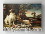 Full Frame Rulo Kanvas - David de Coninck - Dead Birds and Game with Gun Dogs and a Little Owl	(FF-KT040)