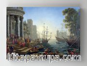 Full Frame Rulo Kanvas - Claude Lorrain - Seaport with the Embarkation of Saint Ursula (FF-KT029)