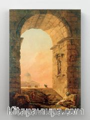 Full Frame Rulo Kanvas - Hubert Robert - Landscape with an Arch and The Dome of St Peter's in Rome (FF-KT084)