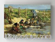 Full Frame Rulo Kanvas - Eugène Boudin - Laundresses by a Stream	(FF-KT081)
