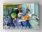 Full Frame Rulo Kanvas - Paul Cézanne - Still Life with a Ginger Jar and Eggplants (FF-KT128)