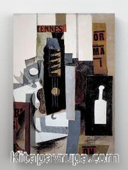 Full Frame Rulo Kanvas - Pablo Picasso - Glass, Guitar, and Bottle (FF-KT123)