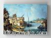 Full Frame Rulo Kanvas - Michele Marieschi - Buildings and Figures near a River with Shipping	(FF-KT115)