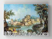 Full Frame Rulo Kanvas - Michele Marieschi - Buildings and Figures near a River with Rapids (FF-KT114)