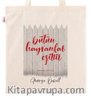 Askılı Bez Çanta - Hayvan Çiftliği - Beyaz Çit