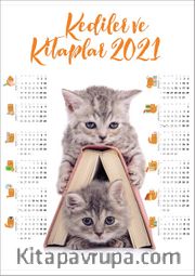 2021 Takvimli Poster - Kediler ve Kitaplar - Kitap Ev