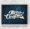 Full Frame Duvar Sanatları - Ahşap Desenler - Merry Christmas Lacivert (FF-DS022)