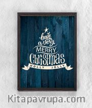 Full Frame Duvar Sanatları - Ahşap Desenler - Merry Christmas Tree (FF-DS026)