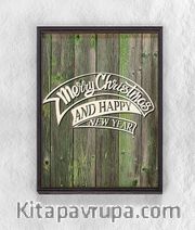 Full Frame Duvar Sanatları - Ahşap Desenler - Merry Christmas Banner  (FF-DS029)