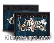Full Frame Duvar Sanatları - Anahtarlık - Merry Christmas Lacivert (FF-DS078)