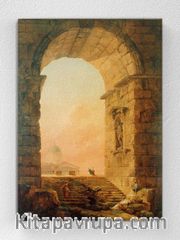 Full Frame pratiCanvas Tablo - Hubert Robert - Landscape with an Arch and The Dome of St Peter's in Rome(FF-PCŞ252)