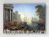 Full Frame pratiCanvas Tablo - Claude Lorrain - Seaport with the Embarkation of Saint Ursula (FF-PCŞ198)