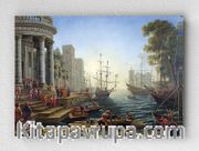 Full Frame pratiCanvas Tablo - Claude Lorrain - Seaport with the Embarkation of Saint Ursula (FF-PCŞ198)