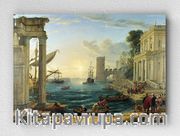Full Frame pratiCanvas Tablo - Claude Lorrain - Seaport With The Embarkation Of The Queen Of Sheba (FF-PCŞ199)