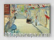 Full Frame pratiCanvas Tablo - Edouard Manet - The Rue Mosnier with Flags 1878 (FF-PCŞ221)