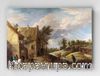 Full Frame pratiCanvas Tablo - David Teniers the Younger - Peasants playing Bowls outside a Village Inn (FF-PCŞ211)