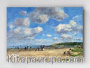 Full Frame pratiCanvas Tablo - Eugène Boudin - The Beach at Tourgéville-les-Sablons (FF-PCŞ223)