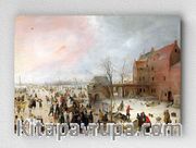 Full Frame pratiCanvas Tablo - Hendrick Avercamp - A Scene on the Ice near a Town (FF-PCŞ244)