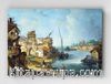 Full Frame pratiCanvas Tablo - Michele Marieschi - Buildings and Figures near a River with Shipping (FF-PCŞ283)