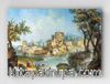 Full Frame pratiCanvas Tablo - Michele Marieschi - Buildings and Figures near a River with Rapids (FF-PCŞ282)