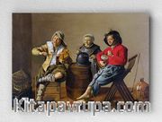 Full Frame pratiCanvas Tablo - Jan Molenaer - Two Boys and a Girl making Music (FF-PCŞ264)
