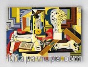 Full Frame pratiCanvas Tablo - Pablo Picasso - Alçı Baş ile Atölye - Studio with Plaster Head (FF-PCŞ292)