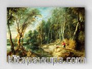 Full Frame pratiCanvas Tablo - Peter Paul Rubens - A Shepherd with his Flock in a Woody Landscape (FF-PCŞ302)
