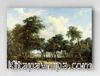 Full Frame pratiCanvas Tablo - Meindert Hobbema - A Woody Landscape with a Cottage (FF-PCŞ278)