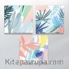 Full Frame Duvar Sanatları - CanvasWall Kare - Pastel Tropikal Desenler 1 - Üçlü Set (FF-W130)