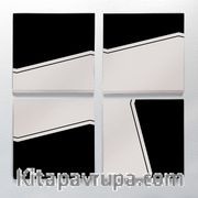 Full Frame Duvar Sanatları - CanvasWall Kare - Geometrik Siyah Beyaz Parçalı - Dörtlü Set (FF-W149)