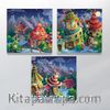 Full Frame Duvar Sanatları - CanvasWall Kare - Peri Masalı Köy - Üçlü Set (FF-W156)