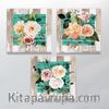 Full Frame Duvar Sanatları - CanvasWall Kare - Retro Masada Karışık Güller - Üçlü Set (FF-W179)