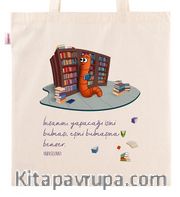 Askılı Bez Çanta - Kitapkurdu Serisi - Kitaplık
