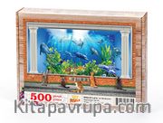 Kediler ve Akvaryum Ahşap Puzzle 500 Parça (HV44-D)