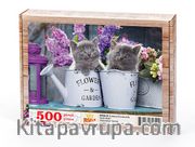 Sulama Kovasında Kedicikler Ahşap Puzzle	500 Parça (HV52-D)